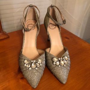 Rhinestone/glitter 3 inch heels with ankle straps size 6.5 M